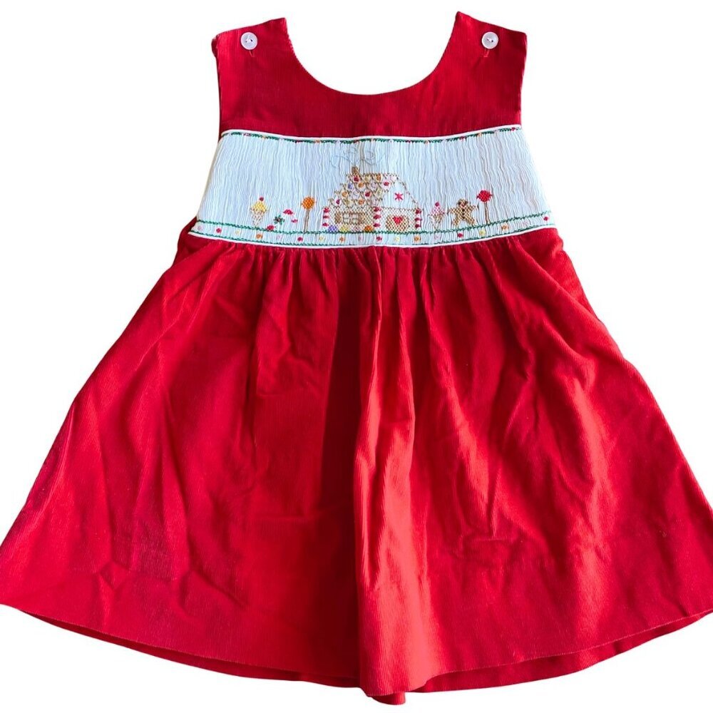 House Of Hatten Baby Girl Pinafore Smocked Christmas Gingerbread House Dress